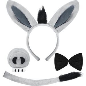 Donkey Costume Accessory Set – Ears, Nose, Tail & Bow Tie